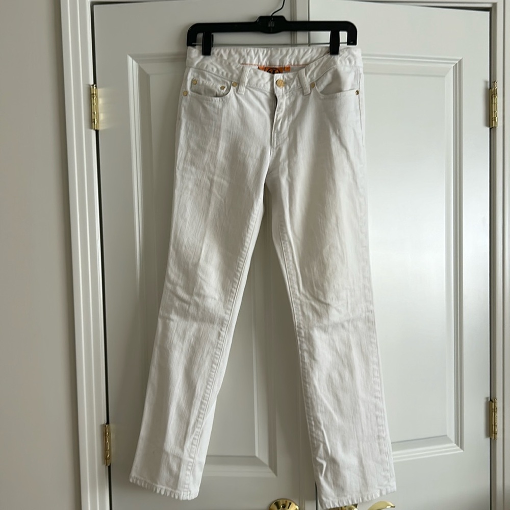 Tory Burch straight leg white jeans
